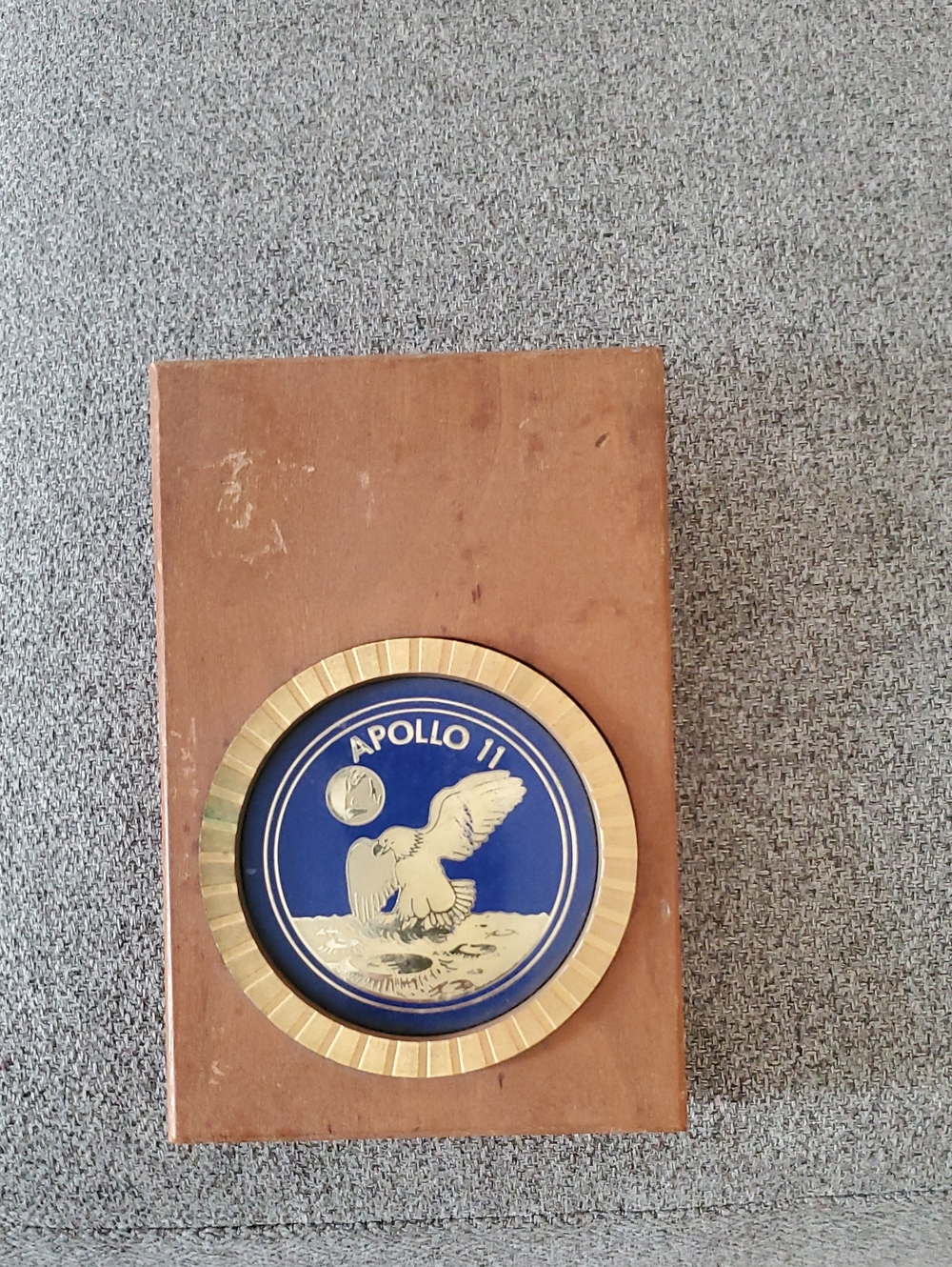 Apollo 11 Commemorative Plaque with Gold Tone Trim